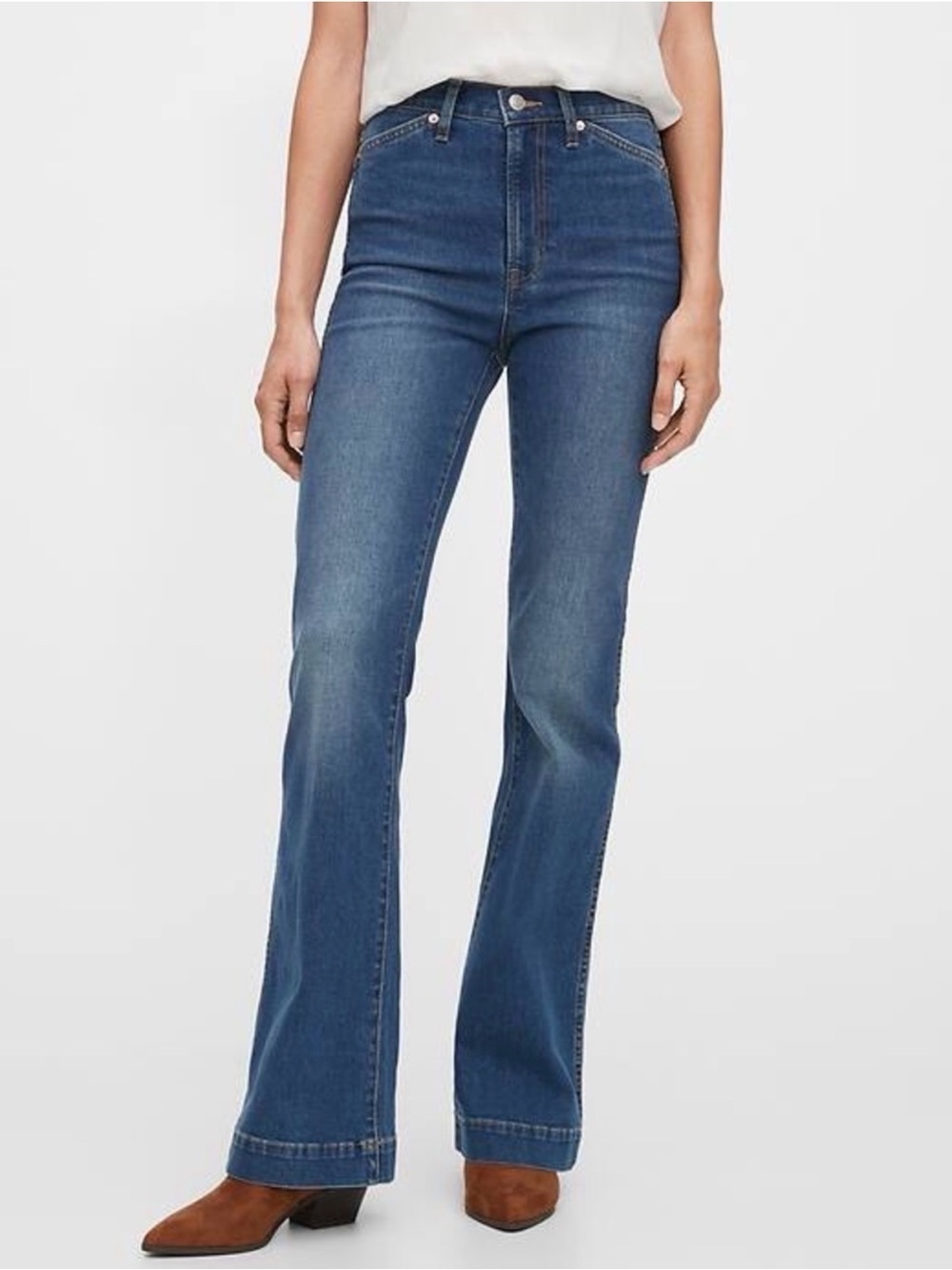 GAP Denim High-Rise Flare Jeans - Medium Blue